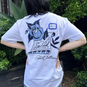 Sacred White & Blue Rose T-Shirt